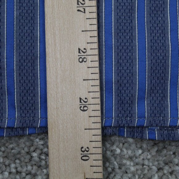 BOSS Hugo Boss Shirt Mens Large Blue/Gray Striped "Lex" Cotton L/S Button Up - Picture 12 of 13
